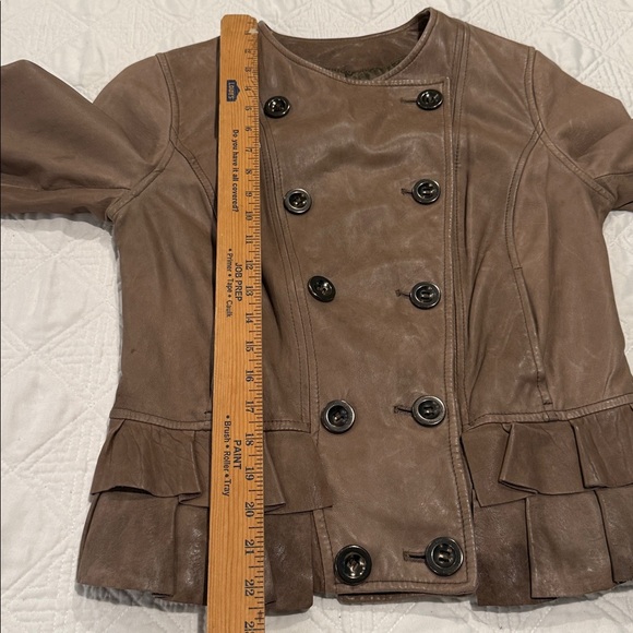 Old Navy Jacket real leather color distressed coffee Latte size Small - Picture 8 of 11